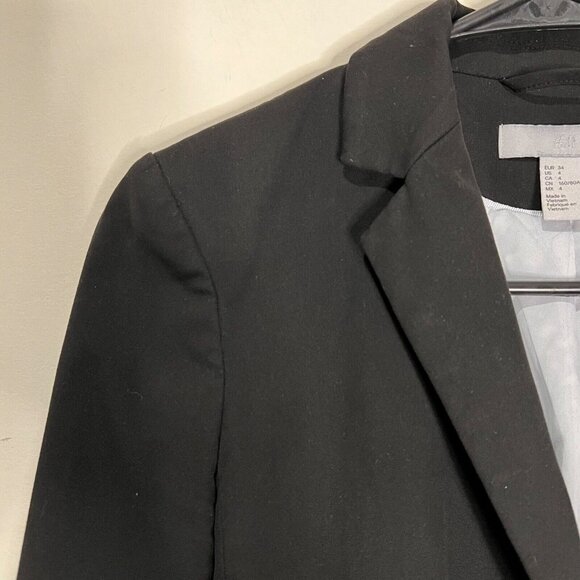 H&M Blazer Size 4 Womens Black Single Button Closure Long Sleeve Jacket - Picture 5 of 11